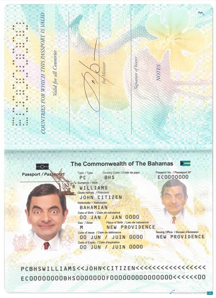 Download Bahamas passport Photoshop template